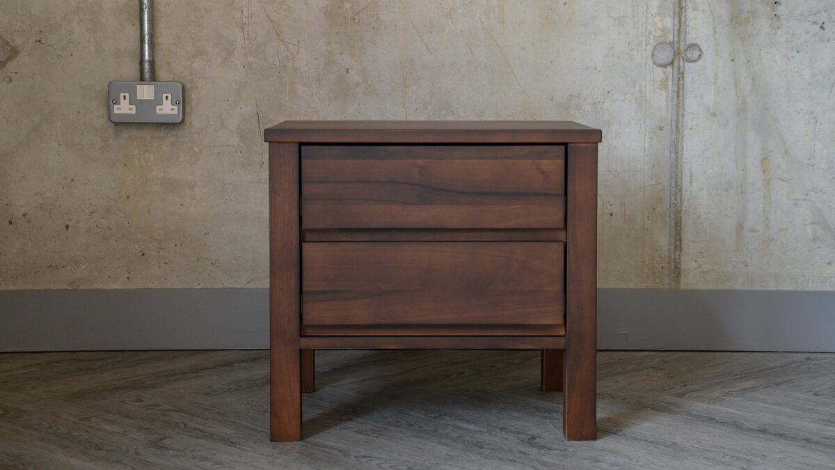 Black Lotus Shaker Collection - Walnut 2 Drawer Bedside Unit - Smoked Finish - Image 2