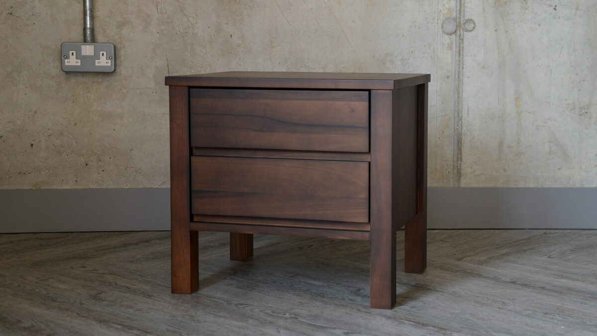 Black Lotus Shaker Collection - Walnut 2 Drawer Bedside Unit - Smoked Finish