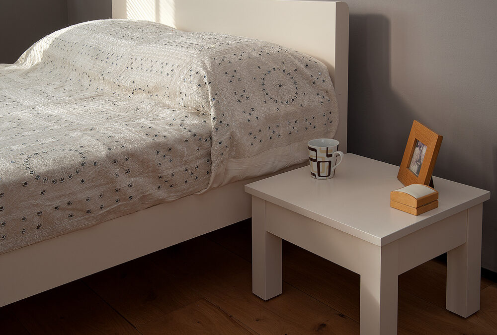 Designed to go with our Sahara wooden bed the Sahara contemporary wooden bedside table in white painted finish