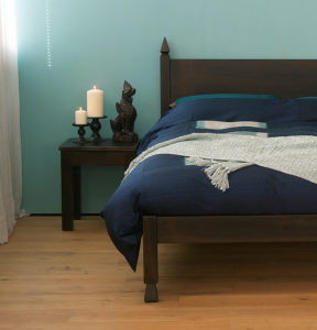 Asian inspired Samarkand wooden bed hand crafted in Britain from solid wood