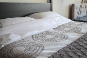 cloud grey embroidered cotton bedding