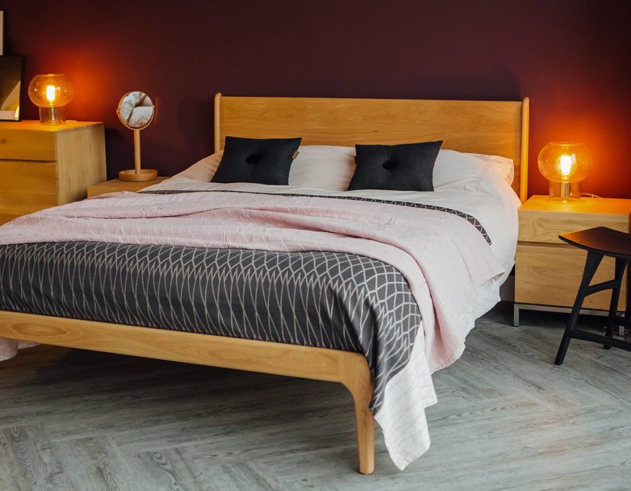 the Camden handmade wooden bed here in Oak
