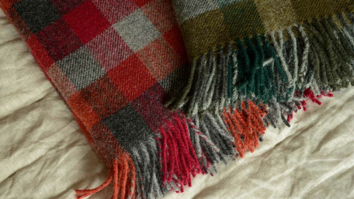 Checked Pure Wool Throws - Reds or Greens - Image 8