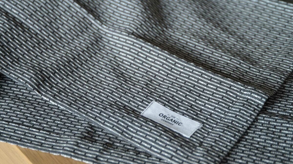 certified organic cotton towels modern monochrome weave pattern dark grey and white