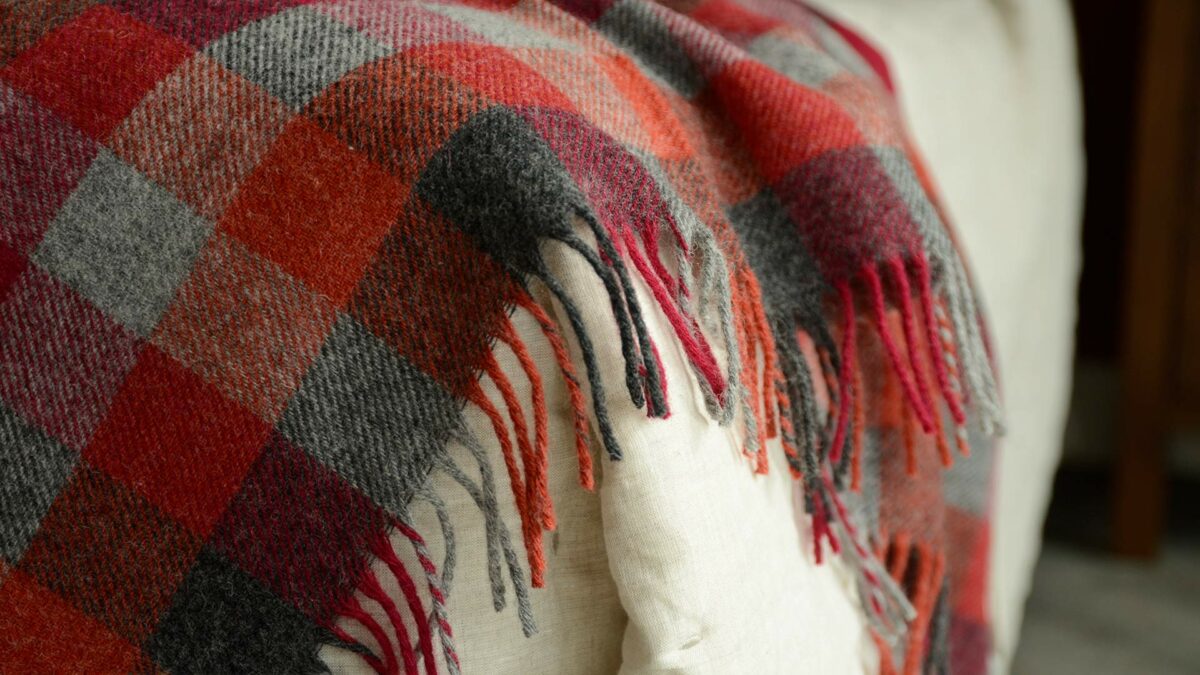 Checked Pure Wool Throws - Reds or Greens - Image 5