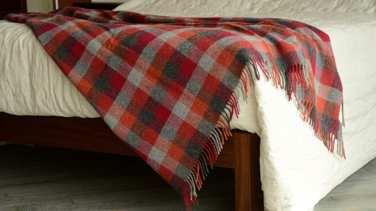 Checked Pure Wool Throws - Reds or Greens - Image 11