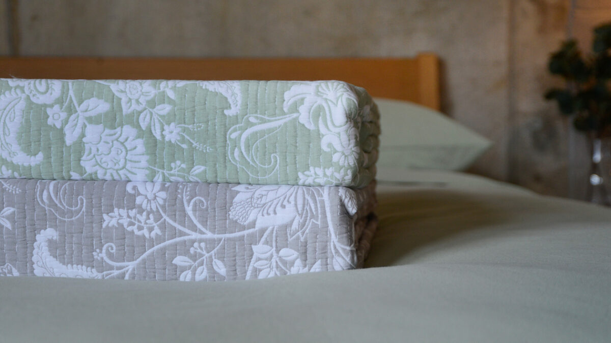 Jacquard Bedspread - Grey or Green - Image 3