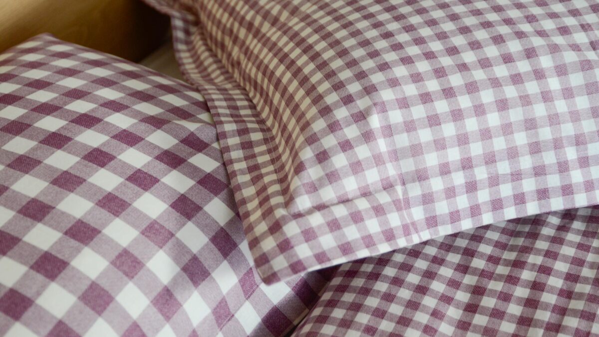 Gingham Cotton Bedding - Berry, Beige or Blue - Image 9