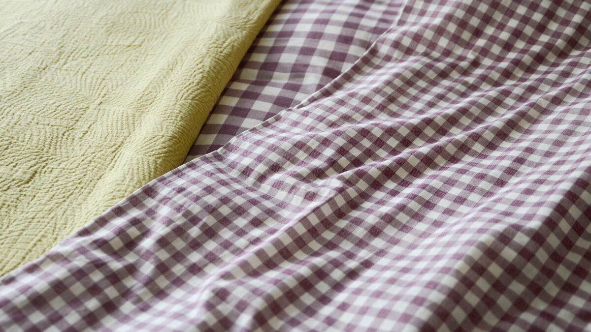 Gingham Cotton Bedding - Berry, Beige or Blue - Image 12