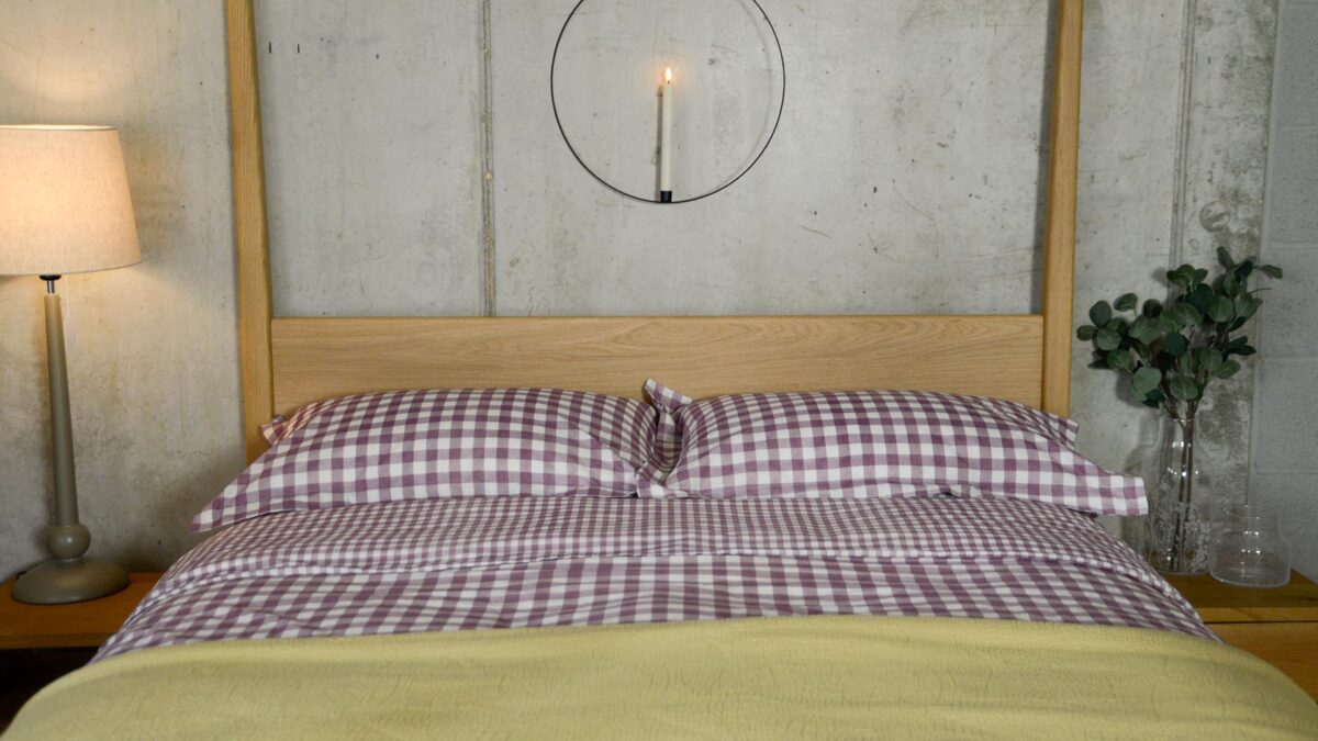 Gingham Cotton Bedding - Berry, Beige or Blue - Image 7