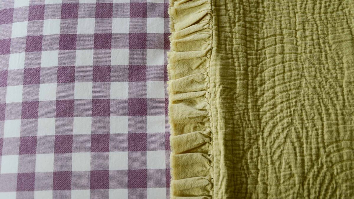 Gingham Cotton Bedding - Berry, Beige or Blue - Image 16