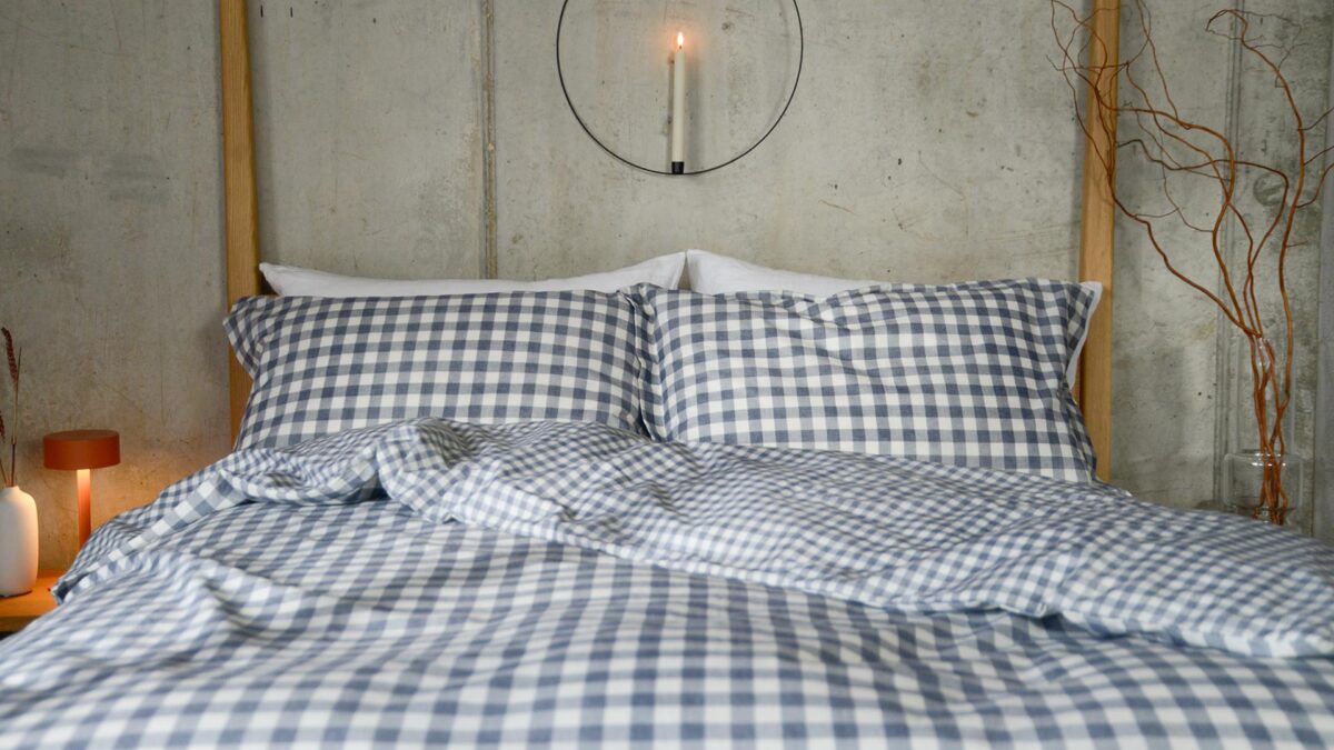Gingham Cotton Bedding - Berry, Beige or Blue - Image 17