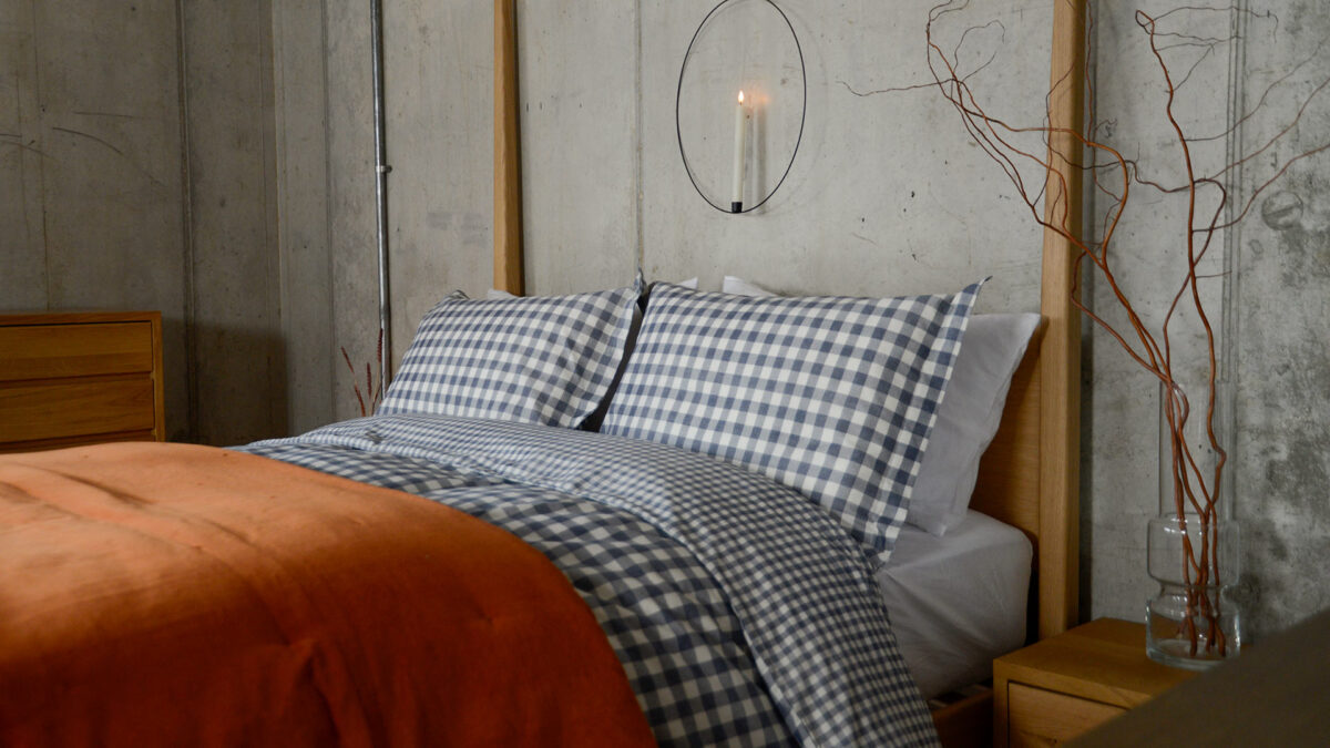 Gingham Cotton Bedding - Berry, Beige or Blue - Image 4