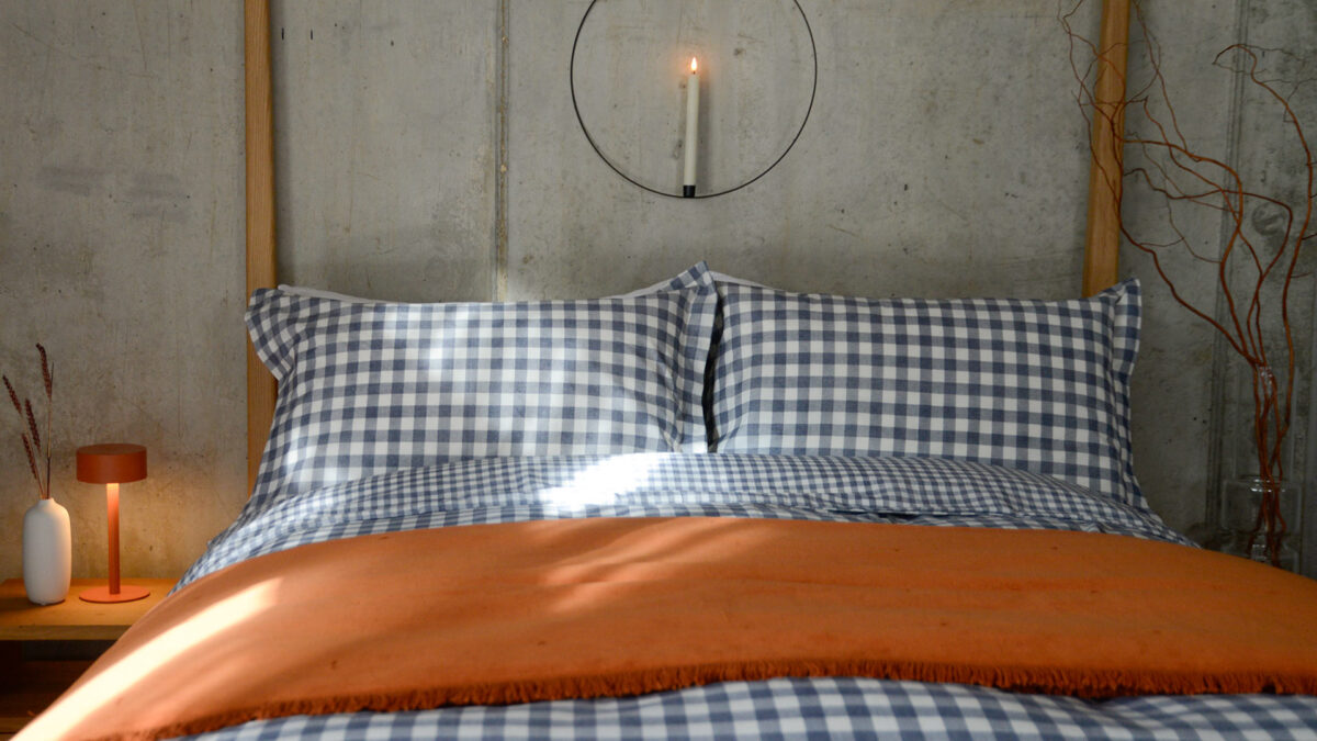 Gingham Cotton Bedding - Berry, Beige or Blue - Image 6