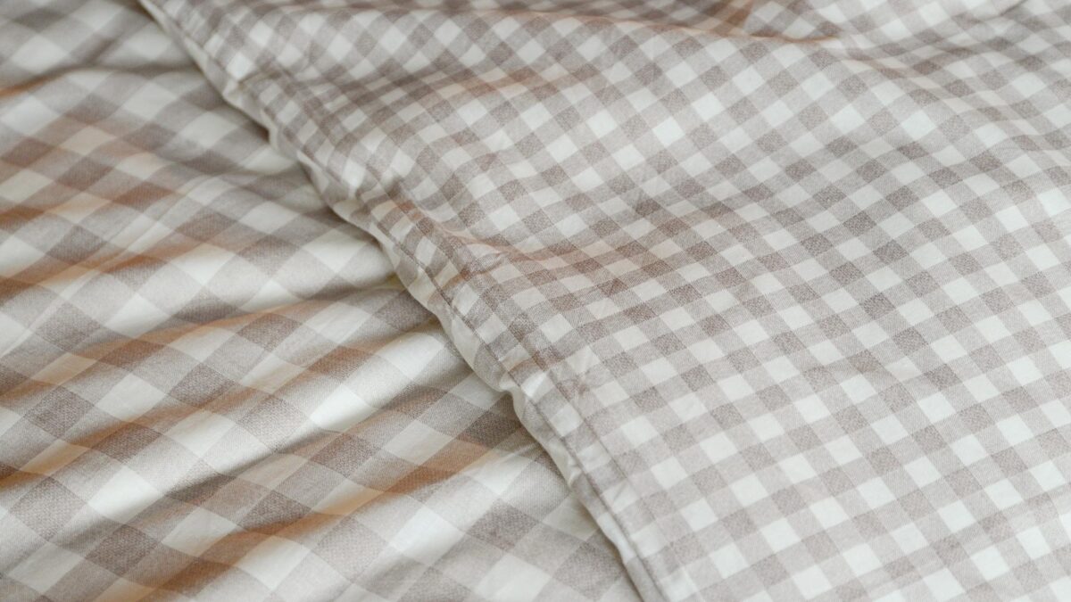 Gingham Cotton Bedding - Berry, Beige or Blue - Image 11