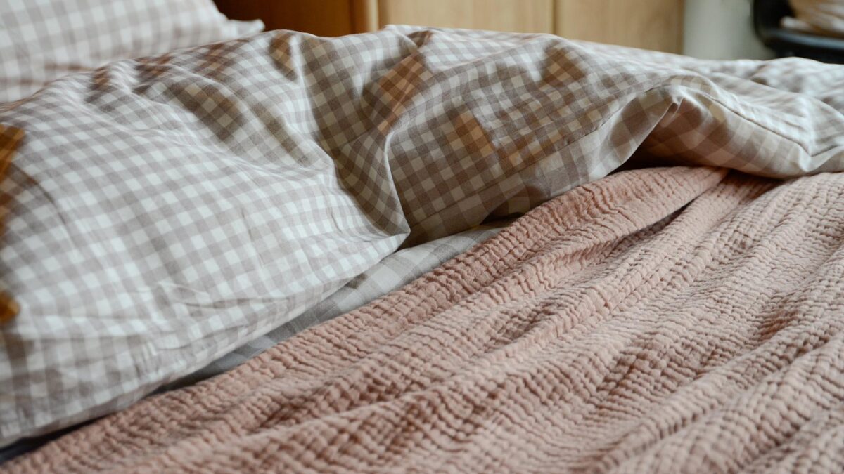 Gingham Cotton Bedding - Berry, Beige or Blue - Image 15