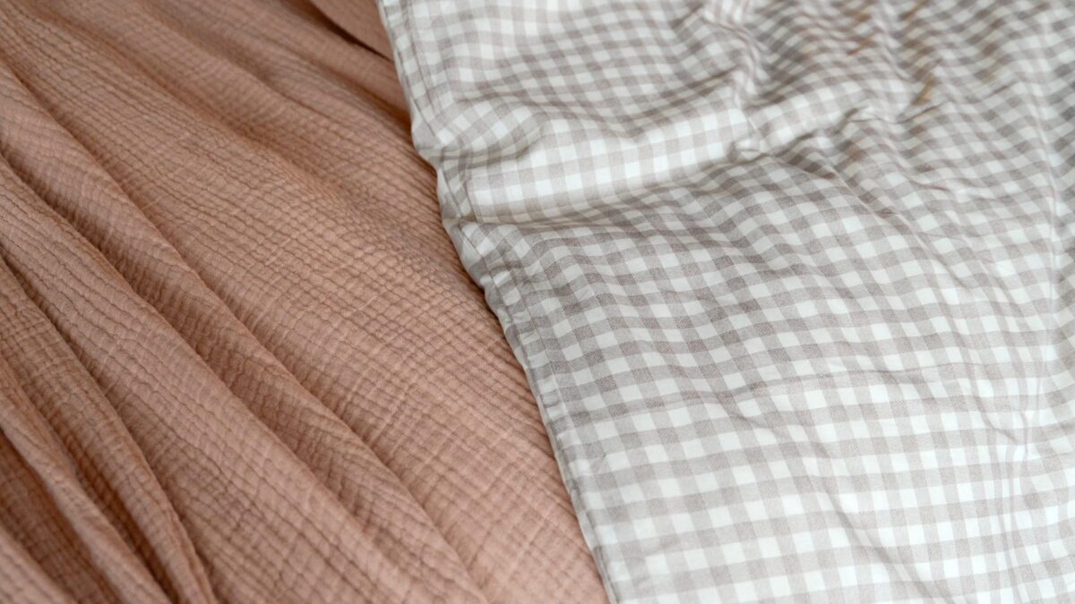 Gingham Cotton Bedding - Berry, Beige or Blue - Image 23