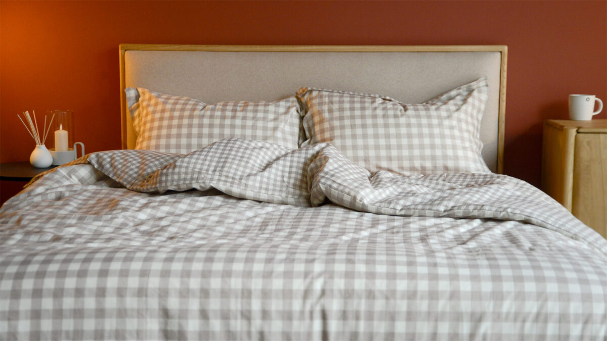 Gingham Cotton Bedding - Berry, Beige or Blue - Image 8