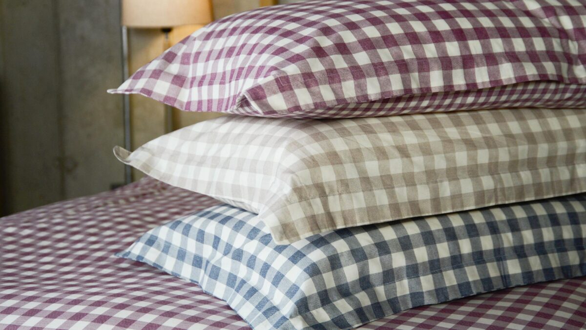 Gingham Cotton Bedding - Berry, Beige or Blue - Image 2