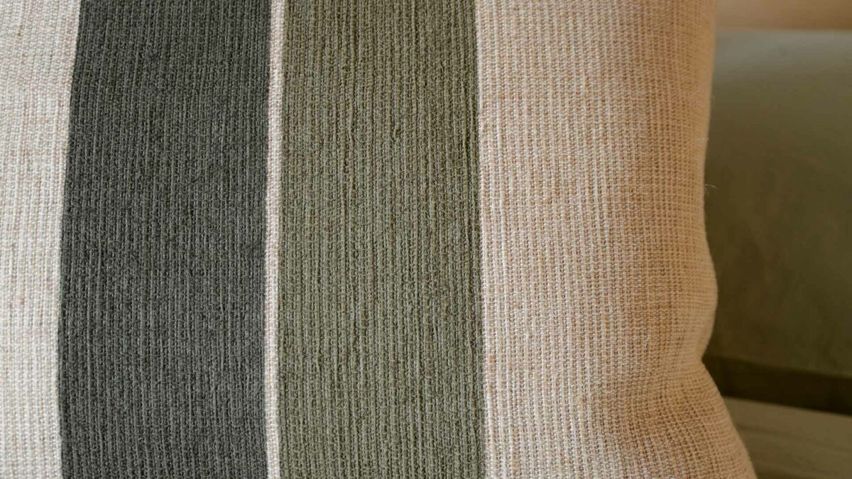 Cotton & Jute Green Stripe Cushion Cover - Image 4