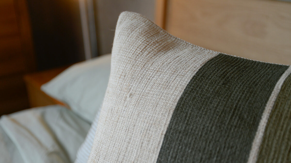 Cotton & Jute Green Stripe Cushion Cover - Image 5