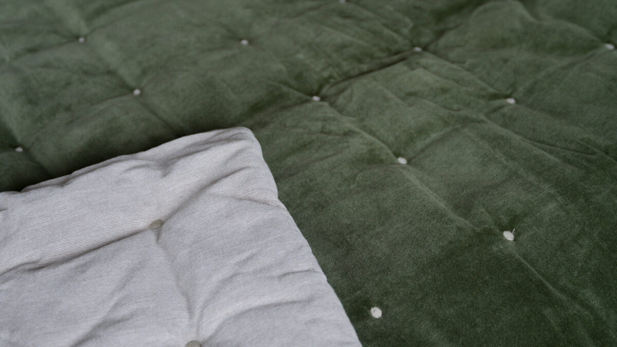Velvet Reversible Quilt - Olive Green - Image 7