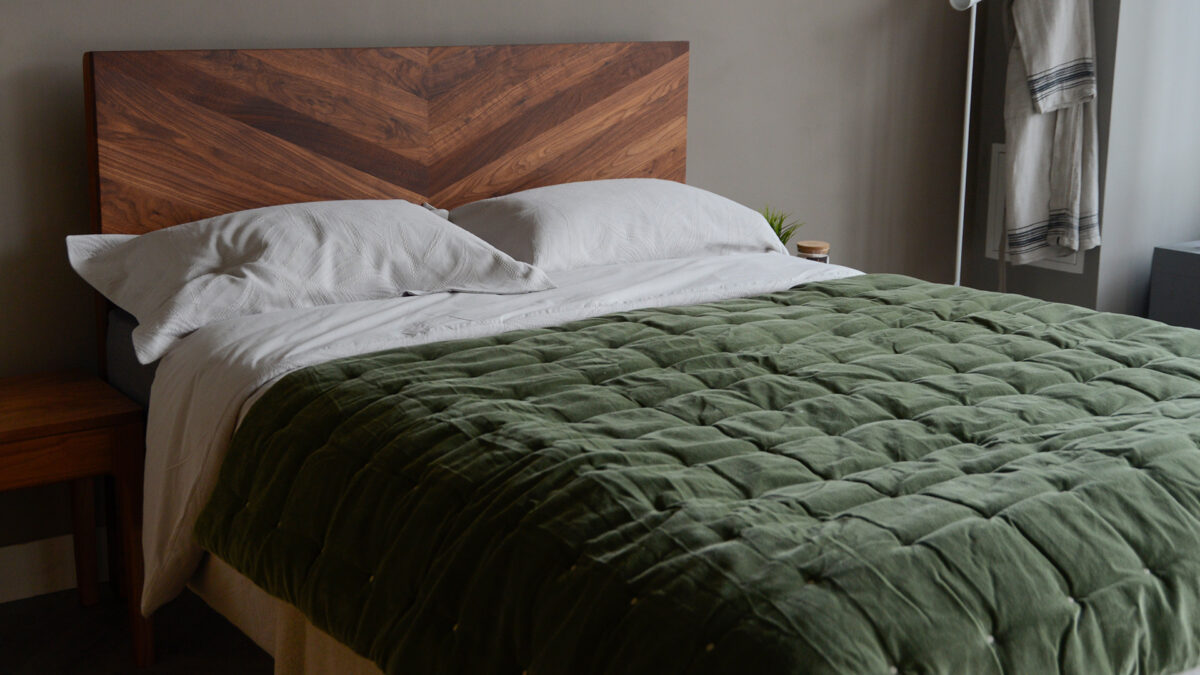Velvet Reversible Quilt - Olive Green - Image 8