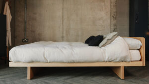 Side View of solid ash Kyoto Japanese style bed