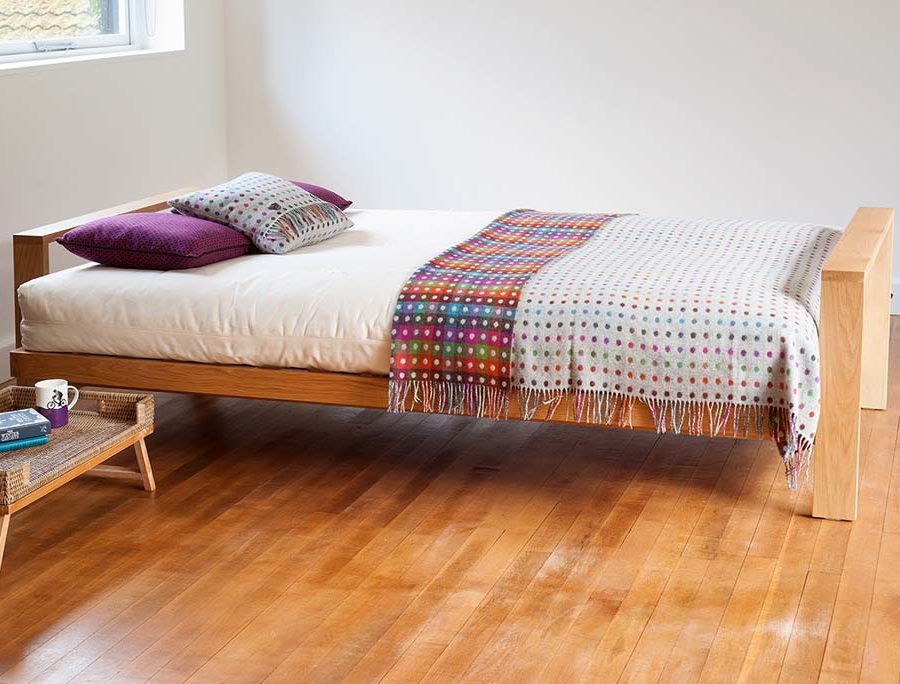 Our Oak Cuba Sofa bed folded out as a bed using the futon mattress supplied
