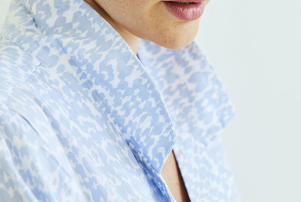 Luxury Cotton Pyjama Set - Blue Birds Pattern - Image 2