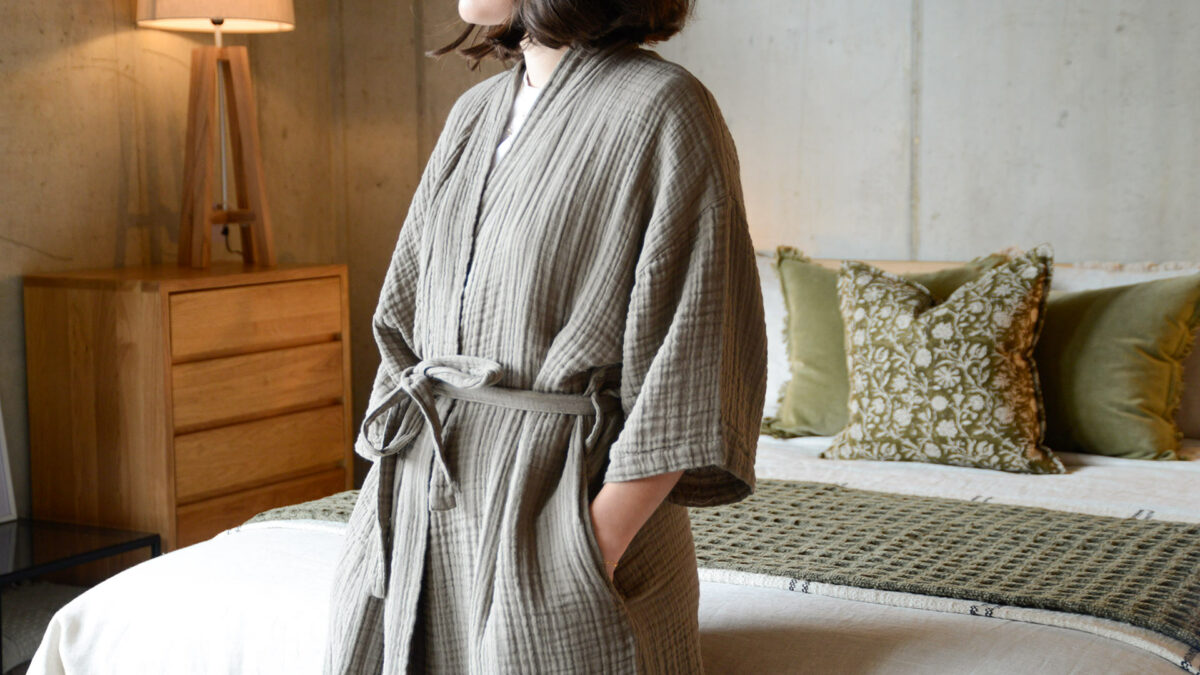 Fine Organic Cotton Bath Robes - Khaki or Clay