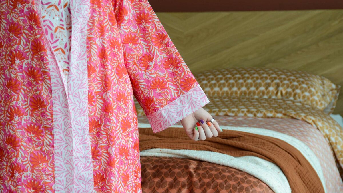 Pink & Orange Floral Kimono - Image 3