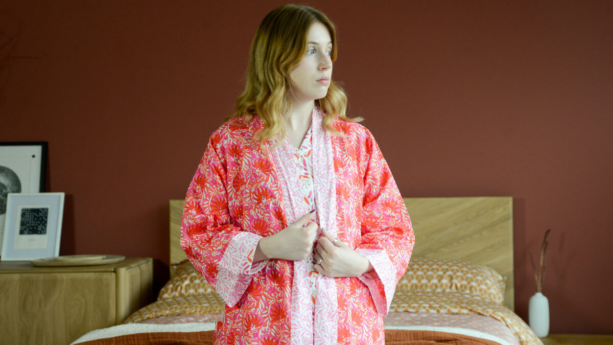 Pink & Orange Floral Kimono