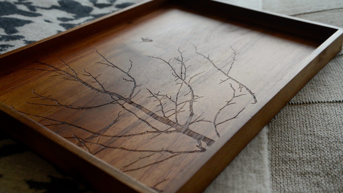 Wooden Tray with Tree & Bee Design - Image 3