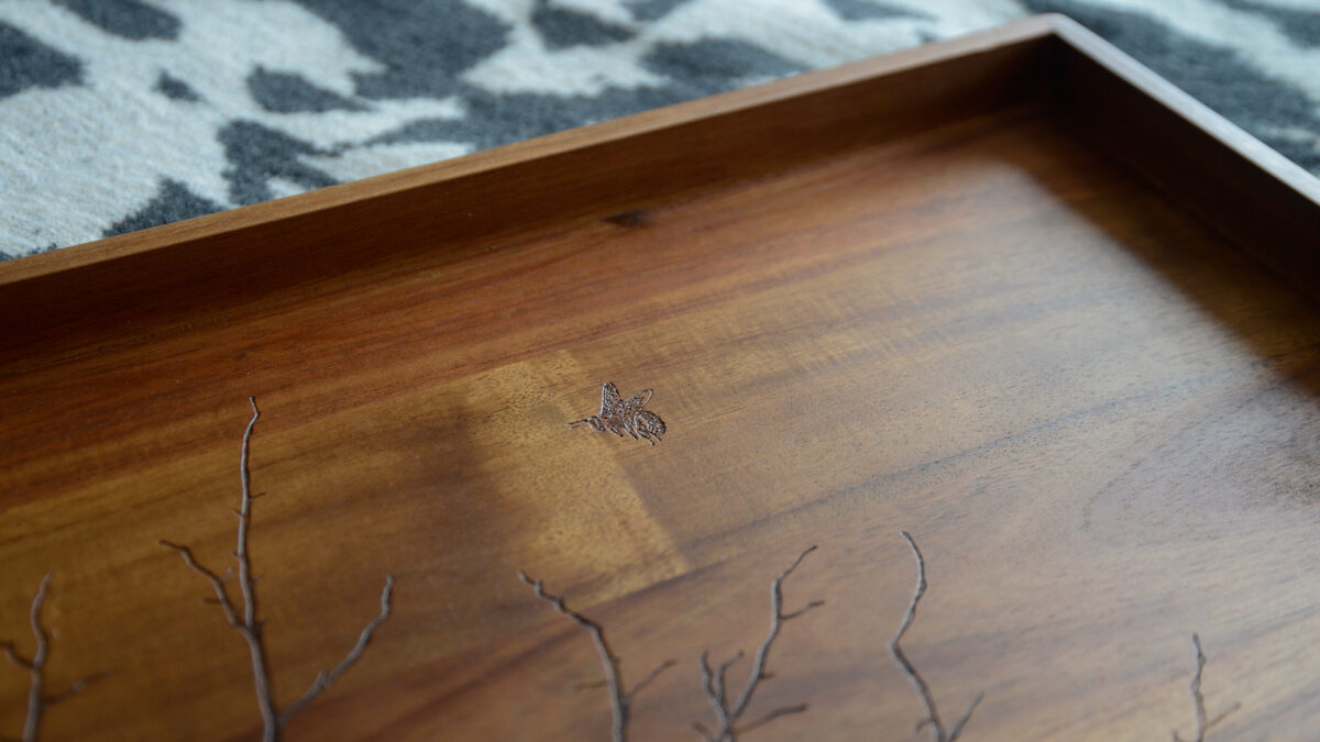 Wooden Tray with Tree & Bee Design - Image 4