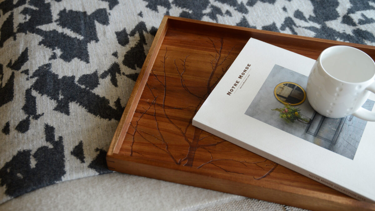 Wooden Tray with Tree & Bee Design