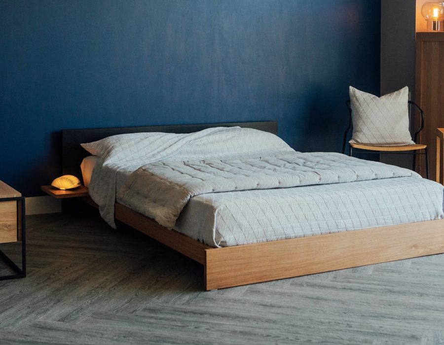 Black Stained Oak Kulu Modern Platform Bed