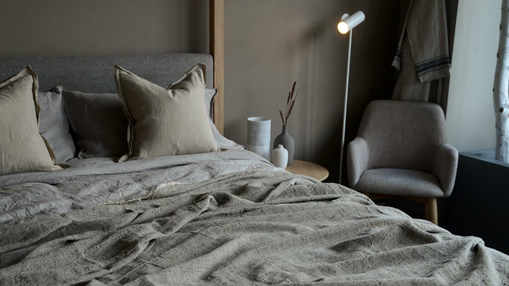 natural linen bedding grey bedroom ideas