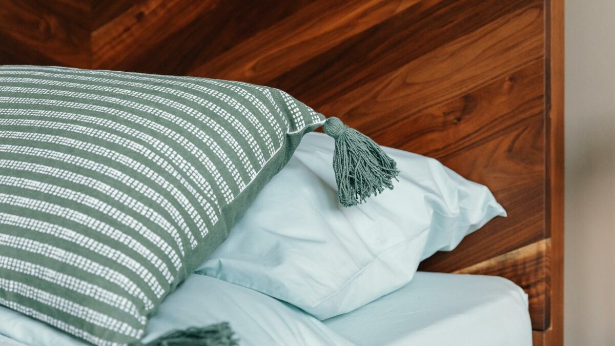 Striped, Tassel Cushions in Green or Taupe - Image 5