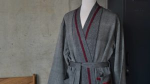 a closer view of the grey soft cotton robe