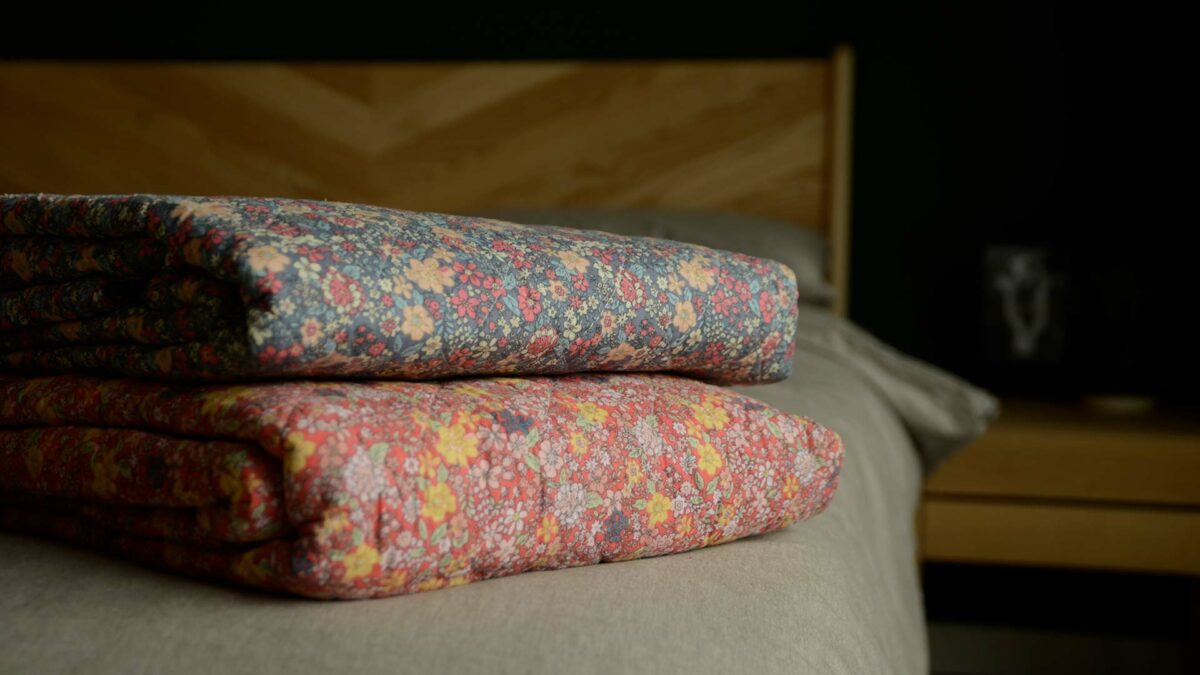 Quilted Throws with Floral Print