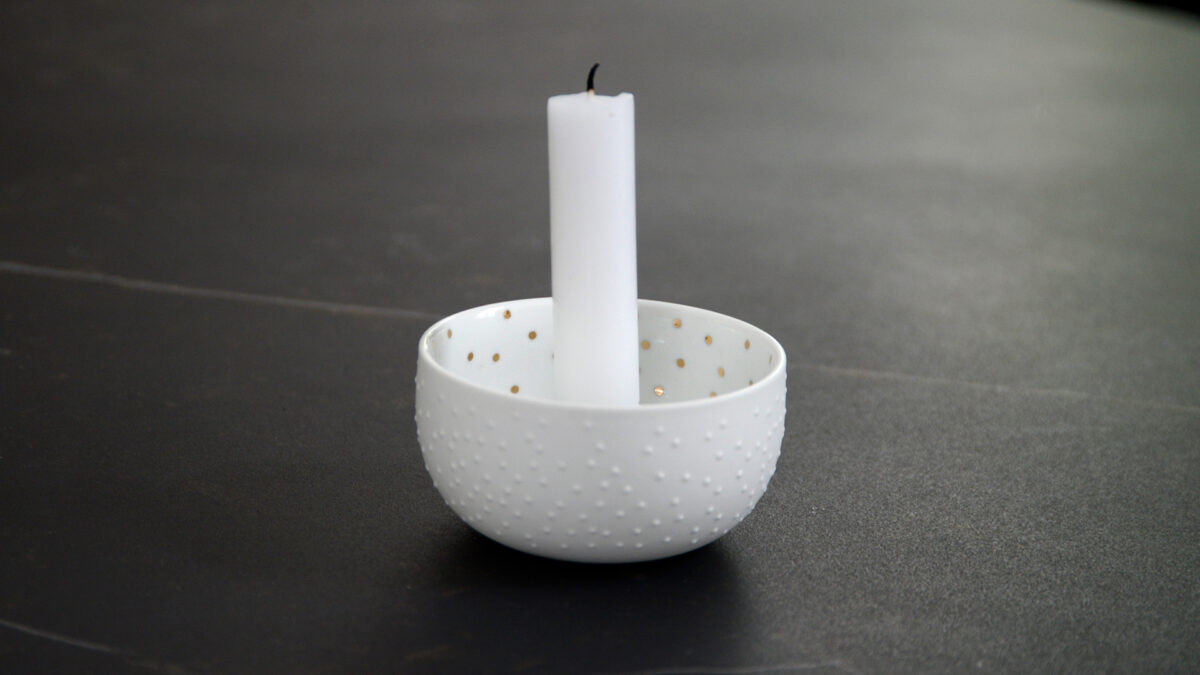 White & Gold Porcelain Bowl Candleholders - Image 4