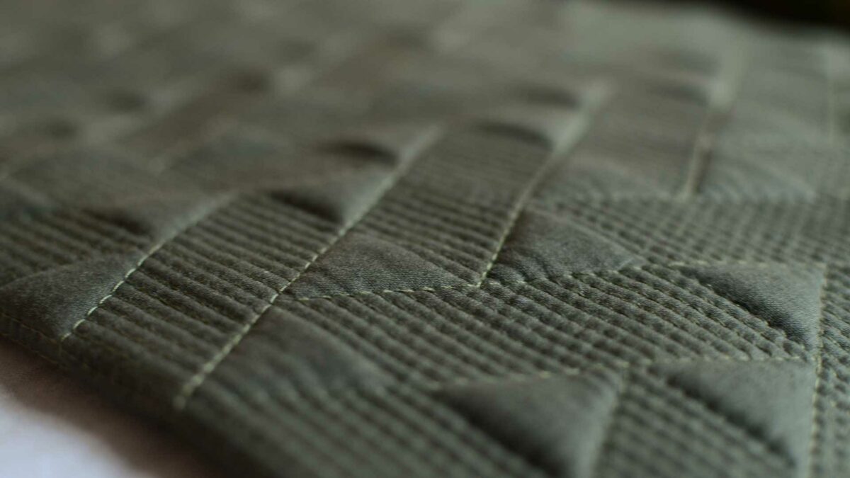 Geometric Stitched Bedspread - Army Green - Image 4