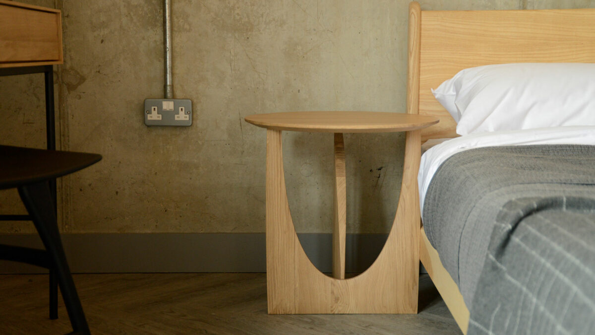 Modern Geometric Side Table - Natural Oak - Image 8
