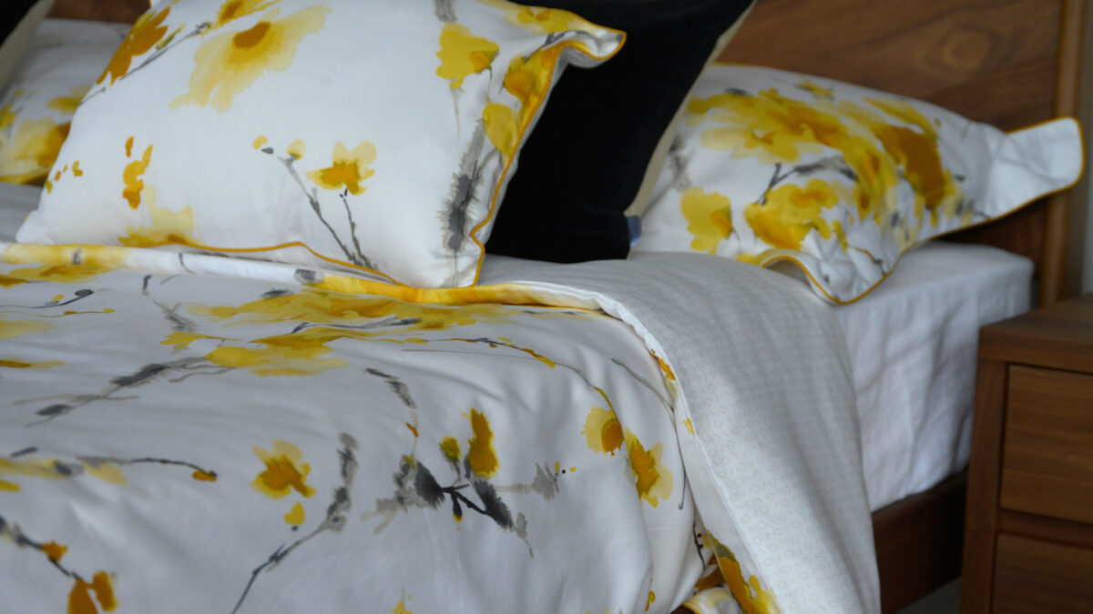 Watercolour Floral Print Cushions - Ochre - Image 4