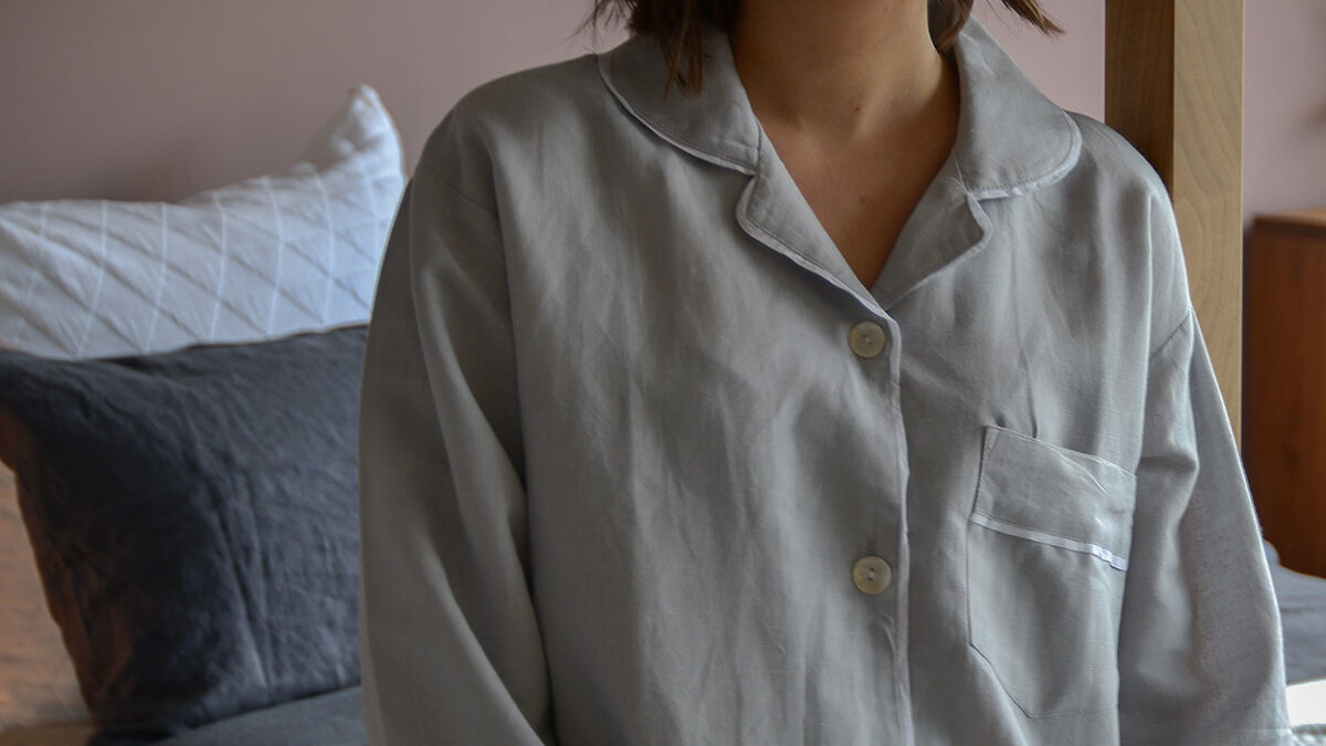 linen blend pyjama top