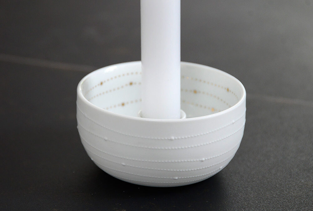 White & Gold Porcelain Bowl Candleholders - Image 3
