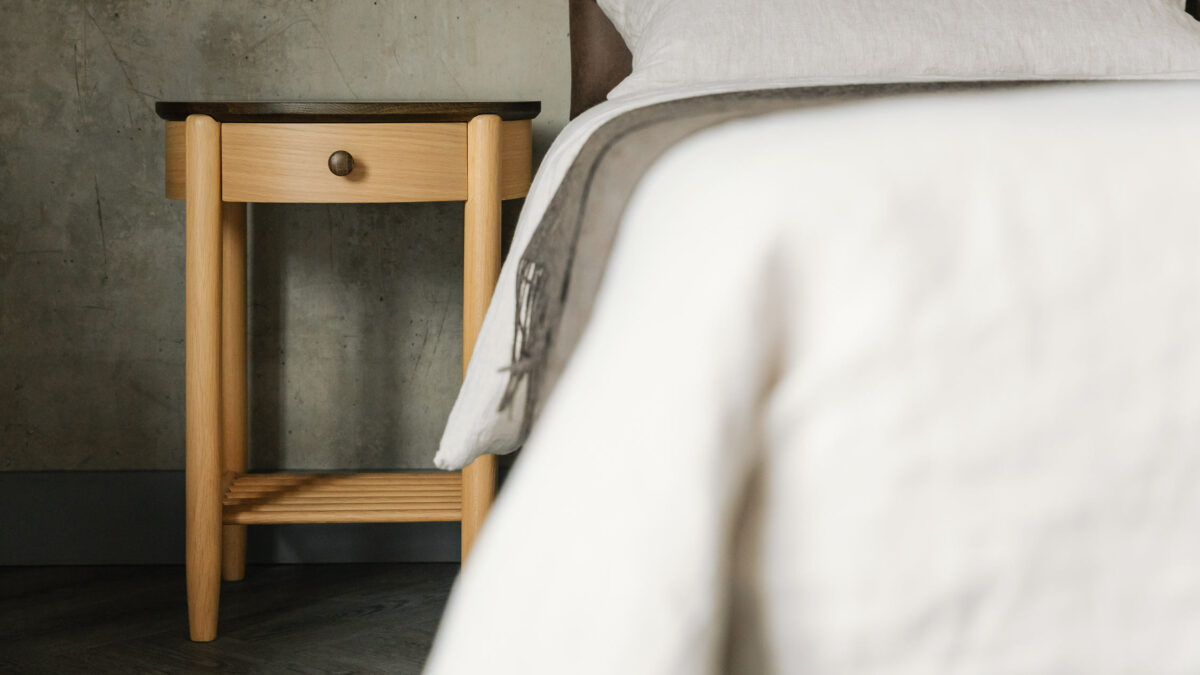 Two Tone Round Oak Nightstand - Image 8