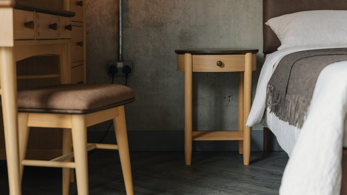 Two Tone Round Oak Nightstand