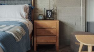 Shaker Oak 3 drawer chest as bedside table